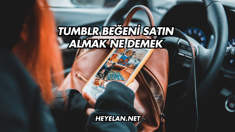 Tumblr Beğeni Satın Almak Ne Demek
